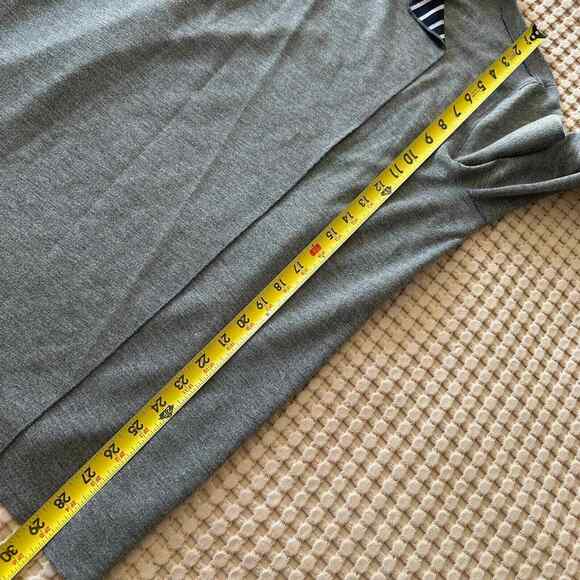 Weekends by Chico's Open Front Cardigan Gray Blue Inside Stripes Women's L - Picture 7 of 8